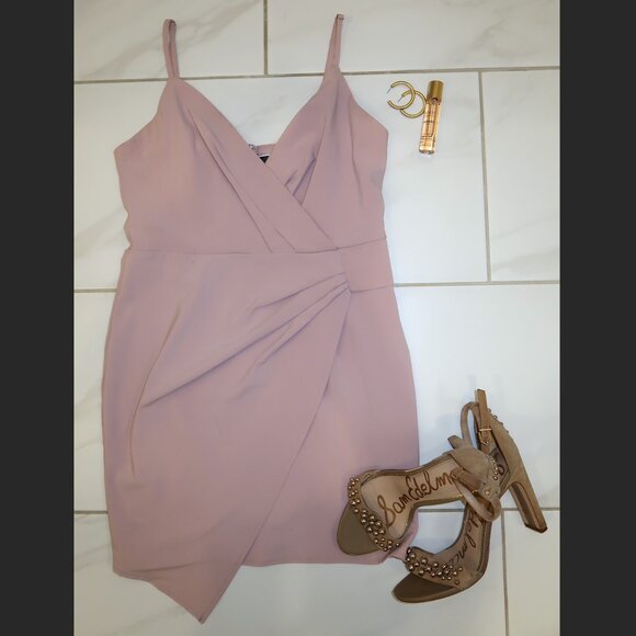 Blue Blush Lavender Asymmetric Wrap Mini Dress - Picture 1 of 2